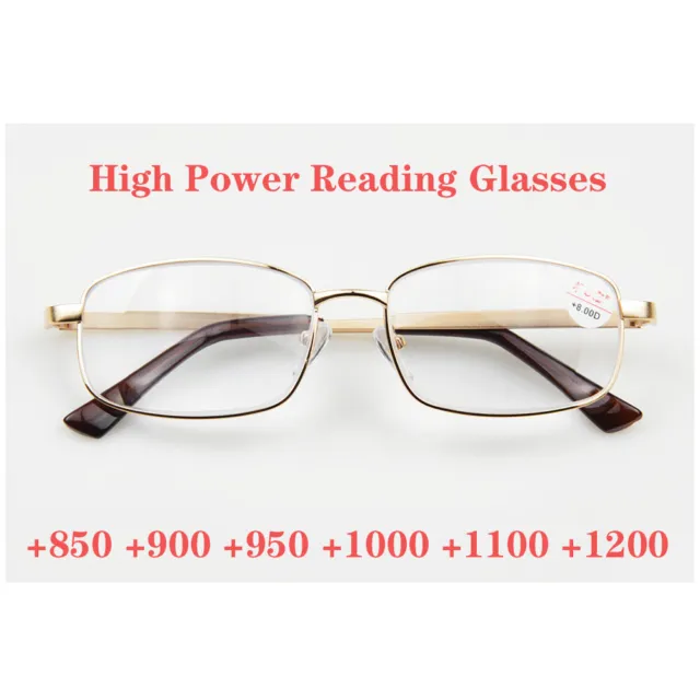 Occhiali da lettura Qualità Telaio Metallo Oro +900 +950 +1000 +1100 +1200