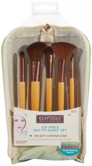 EC21 Set maquillaje EcoTools, Six Piece Day-to-Night Brush Clutch Set, 5 brochas