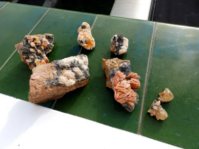 Minerales " Excelente Lote De 6 Barita+Galena+Cerusita De Marruecos  -  1B24 "