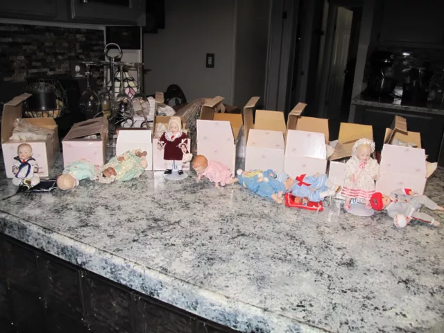 9 VTG Ashton Drake Mini Porcelain Baby Dolls LOT