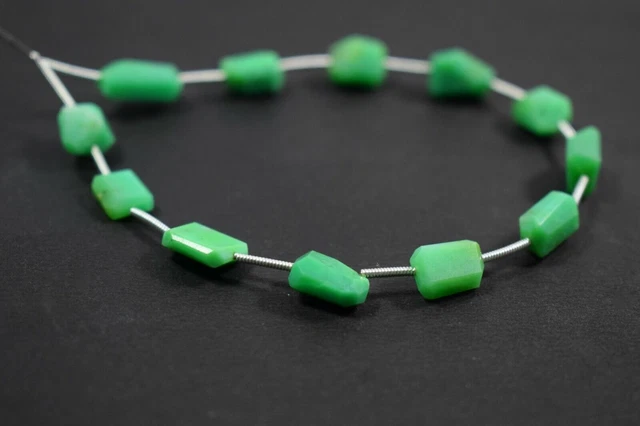 Genuine A++ Green Chalcedony Faceted Nugget 7.5" Untreated Gemstone Loose Beads