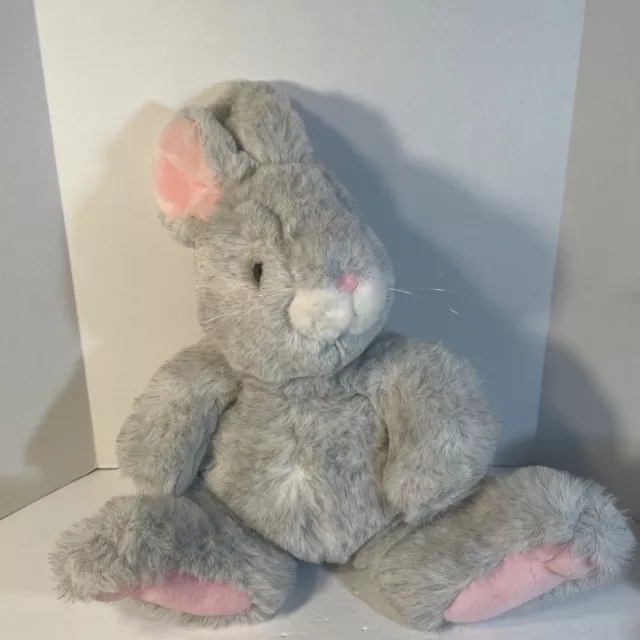 Sterling Gray Bunny Rabbit Easter Plush Stuffed Animal Pink Ears Big  Feet EUC