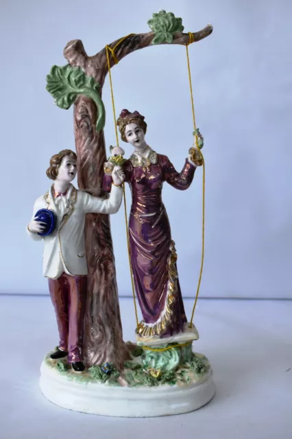 Antik Deutsche Porzellan Figur Loving Paar Mit Swing Tree Collectibles " K