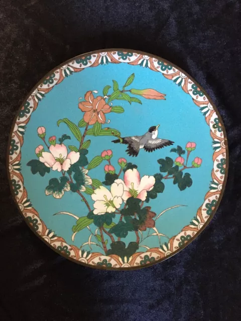 Antique Japanese Cloisonne Charger Plate. Meiji Period 12" / 30cm