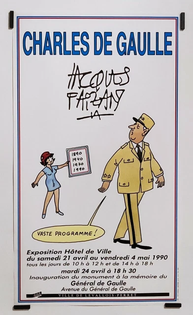 À tous les Français - Général De Gaulle : Affiche papier chiffon artisanal