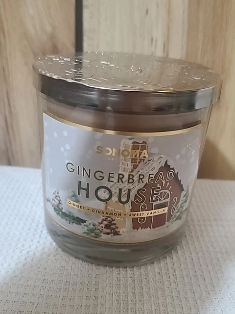 ✅Sonoma Brand Gingerbread House Scented 3 Wick Candle. Smells Amazing