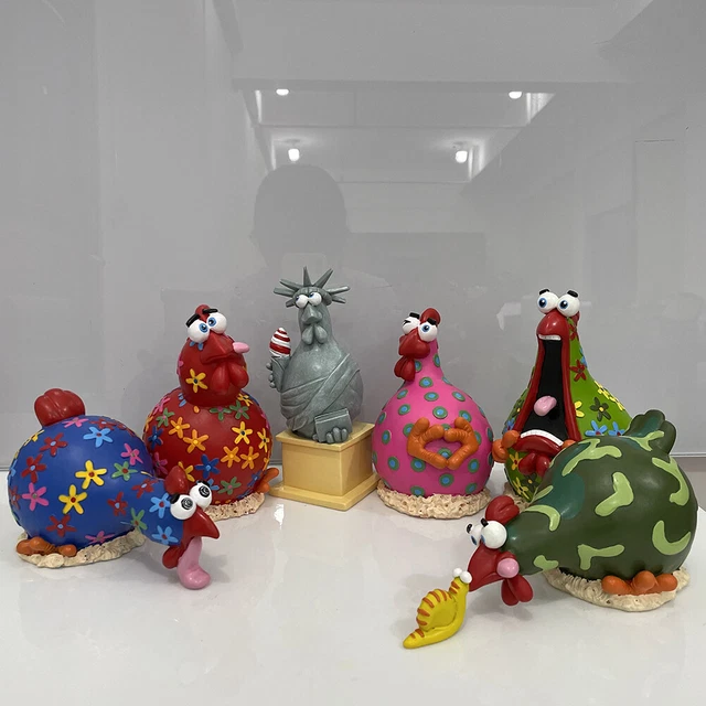 Harz Huhn Statue Schreibtisch Ornament Hof Fee Gartendekoration Lustige Kunst 3