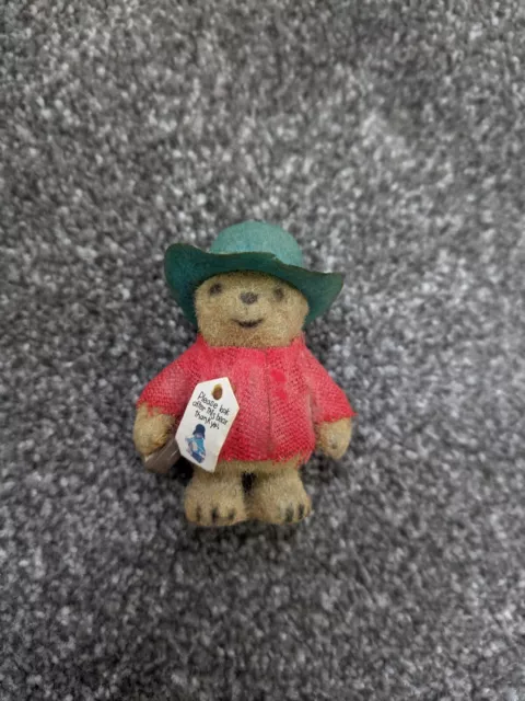 Vintage  flock Paddington Bear , 1980s,  6cms high HCF Hong Kong