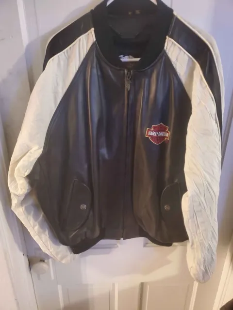 Harley Davidson Motorcycle Black Leather Varsity Style Jacket Men's XL 