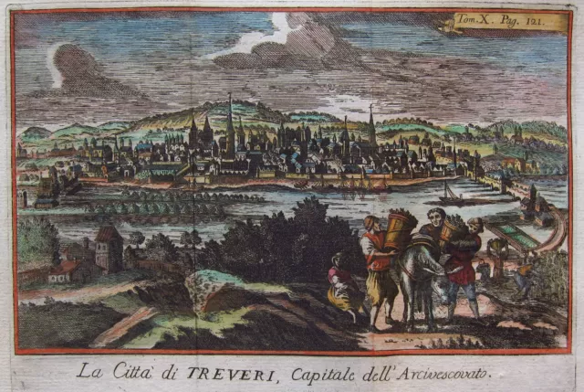 Trier - La Cittá di Treveri ... - Seltener Kupferstich von Salmon um 1740