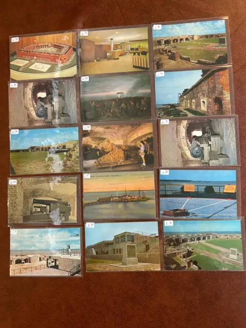 Lot of 15 Vintage Assorted Fort Sumter Postcards- 60s,70s,80s