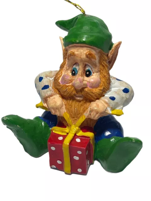 Gnome Silvestri Elf Christmas Hanging Ornament Present Mushroom Santa VTG