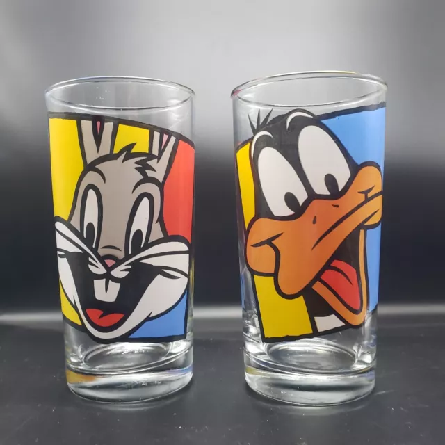 Vintage Bugs Bunny & Daffy Duck Drinking Glasses 1994 Looney Tunes Warner Bros.