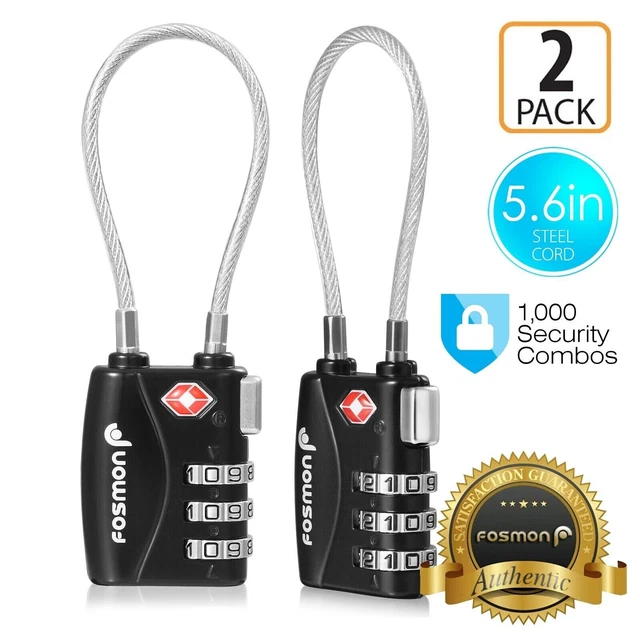 2xTSA Approve Luggage Travel Suitcase Bag Lock 3 Digit Combination Padlock Reset
