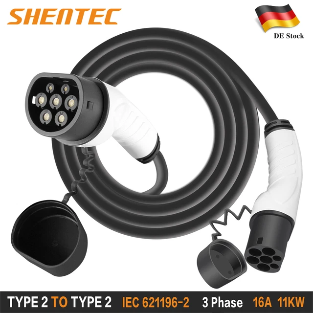 SHENTEC tipo 2 tipo 2 16A 11KW EV cavo di ricarica tipo 2 cavo di ricarica 5 metri cavo e borsa