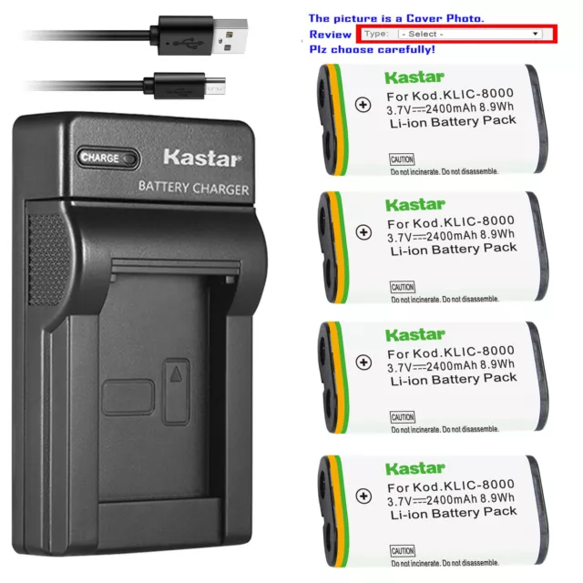 Kastar Battery Slim Charger for Kodak KLIC-8000 & Kodak Z1485 IS Kodak Z612 IS