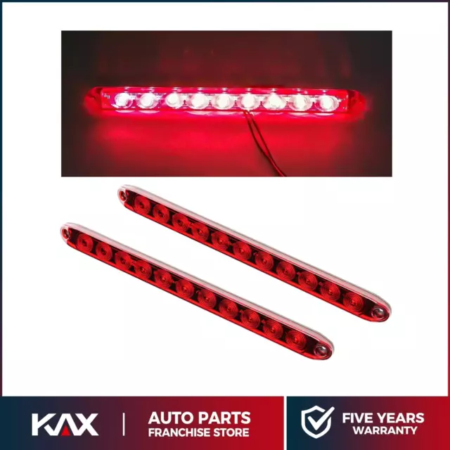 2X 16" 11 LED Red Sealed Trailer Truck/RV Stop Tail Rear Brake Turn Light Bar