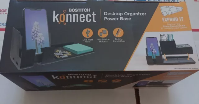Bostitch Konnect Desktop Organizer Power Base, Two Device Holder, KT2-BASE - New