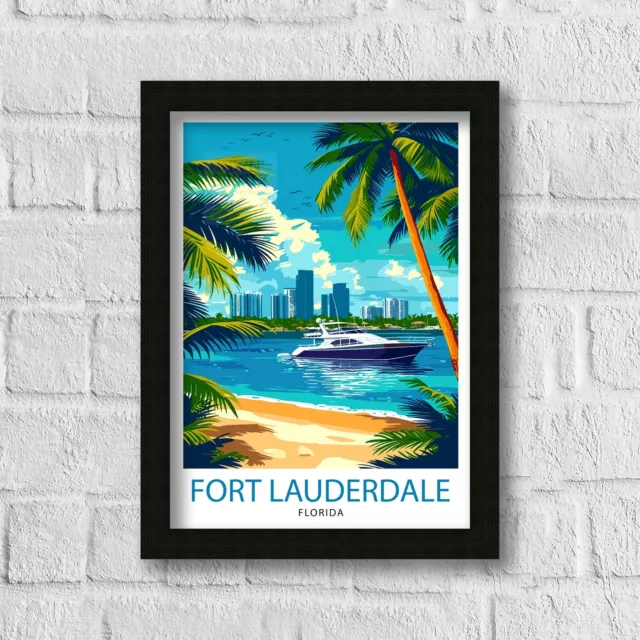 Fort Lauderdale Travel Print Fort Lauderdale Wall Decor Florida Beach Art Fort L 3