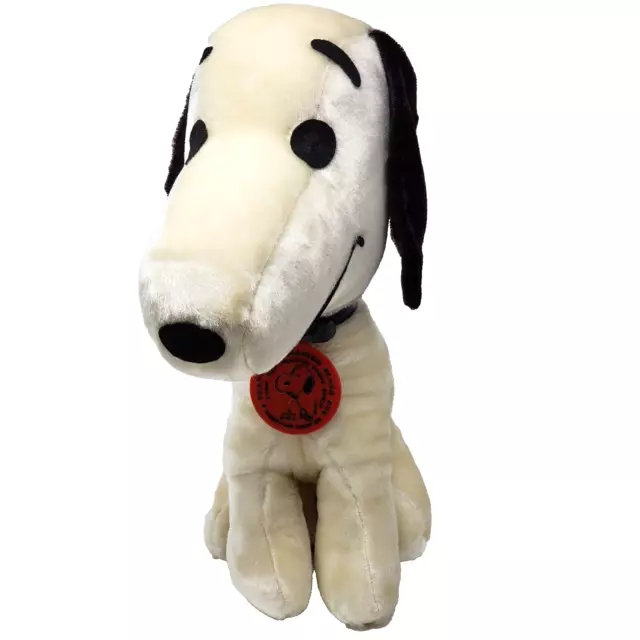 Vintage 1970 Peanuts Snoopy Plush Dog 15" H Sitting United Feature Sydicate