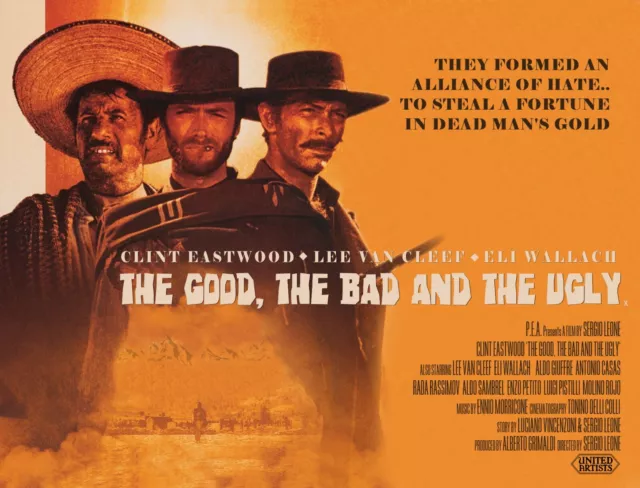 THE GOOD THE BAD AND THE UGLY 1966 Quad poster print 30x40" Clint Eastwood