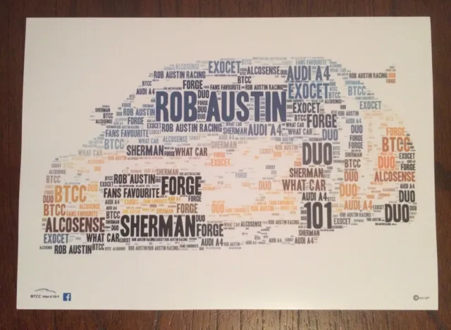 BTCC Rob Austin Sherman Audi A4 Rob Austin Racing Word Art ~ A4 Poster