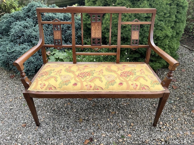 Edwardian Walnut  Two Seater Settee