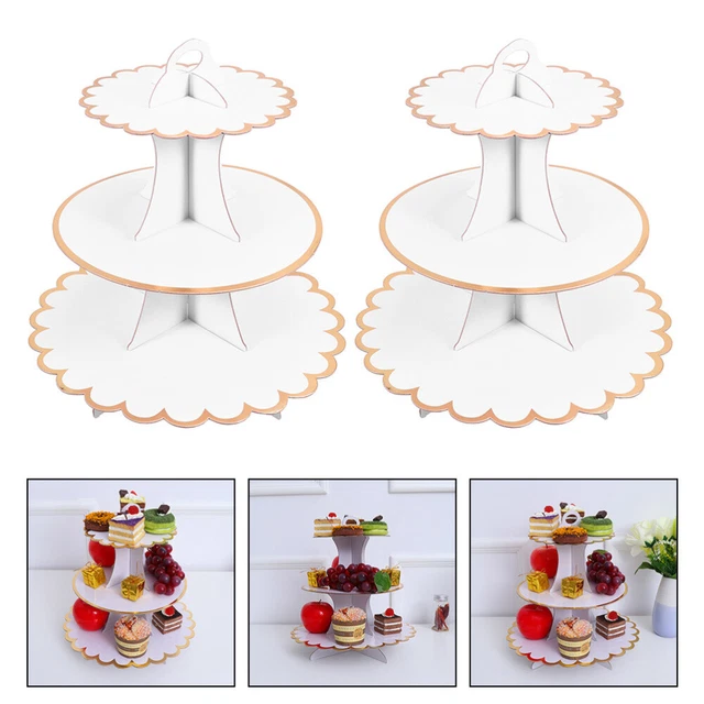 2 piezas puesto de pasteles torre de cupcakes de papel contador cuencos de fruta plato de fruta