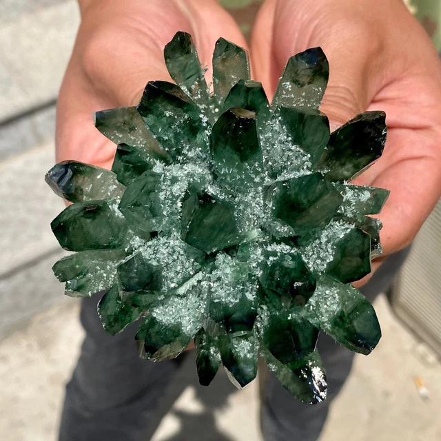 464G New Find Green Phantom Quartz Crystal Cluster Mineral Specimen Healing