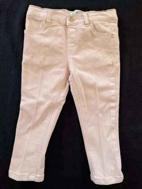 Zara Baby Girl EUC Blush  Cotton Blend Adjustable Waist Pants-12-18Mos (86cm)