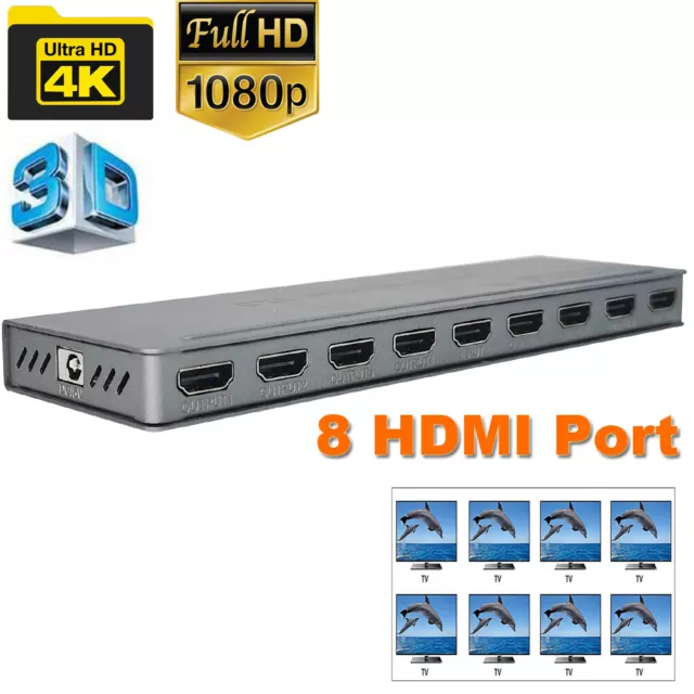HDMI Splitter 1 in 8 Port Out of Full HD Support 1080 P 4k 1x8 HDMI  Splitter 4K, 8 Port HDMI Splitter 1 to 8 Real 4K x 2K Splitter HDMI 1 I  HDMI