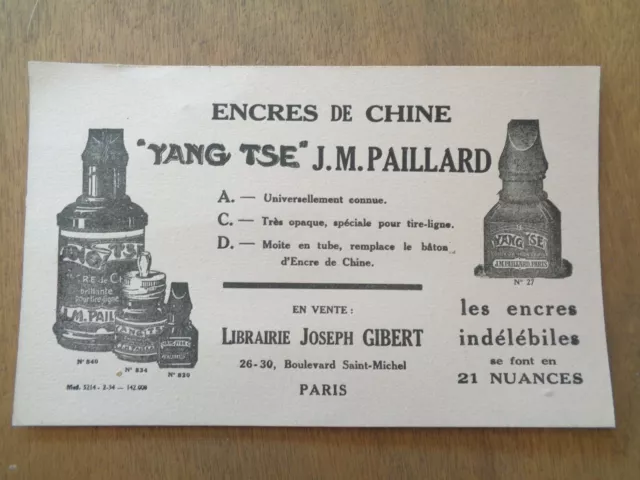 BUVARD PUBLICITAIRE Encres de Chine YANG TSE J.M. Paillard