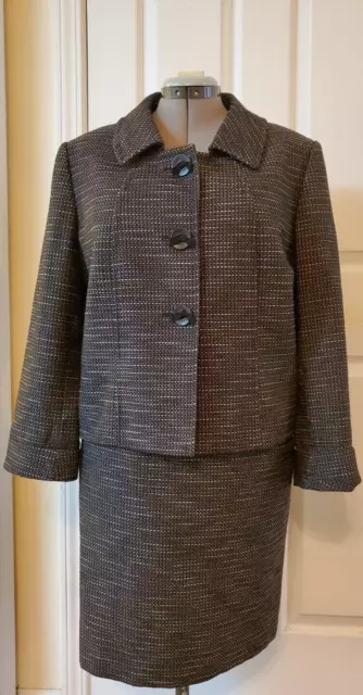 Tahari Arthur S Levine Women 2PC Multi Tweed Polyester Blend Skirt Suit 18/14