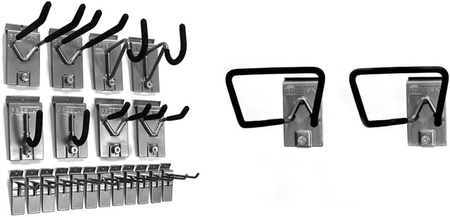 11004 1/8-Inch Backplates Steel Hook Kit Designed PVC Slatwall, 20-Piece, Silver