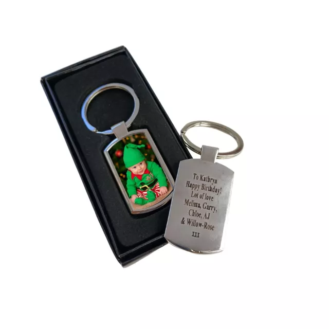 Personalised Photo Keyring Picture Key chain Gift for him Dad Valentines gift