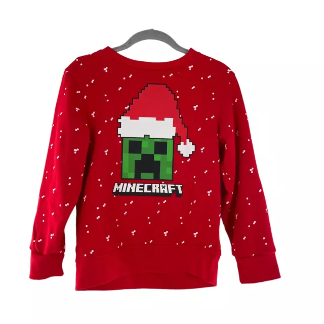 Mad Engine Minecraft Ugly Christmas Sweatshirt Medium Boys Red Sweater Santa