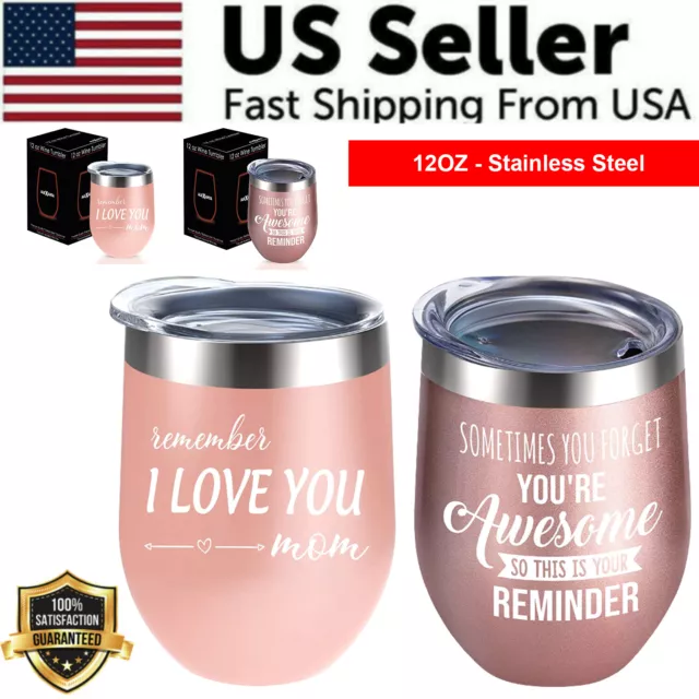 MOTHERS DAY Wine Tumbler Sip Lid Double Wall Stainless Steel Insulated Glass USA