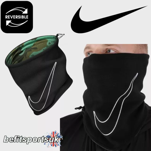 Nike Snood Neck Warmer Reversible Gaiter Fleece Scarf Face Tube Camo Black