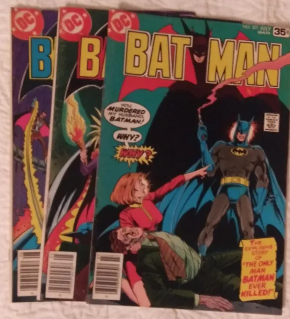 Vintage 1978 DC BATMAN comic book lot of 3, #299 #301 #302