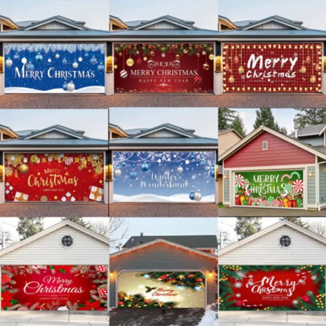 7 X 16 Ft Merry Christmas Garage Door Decorations Banner Mural Cover Ornaments