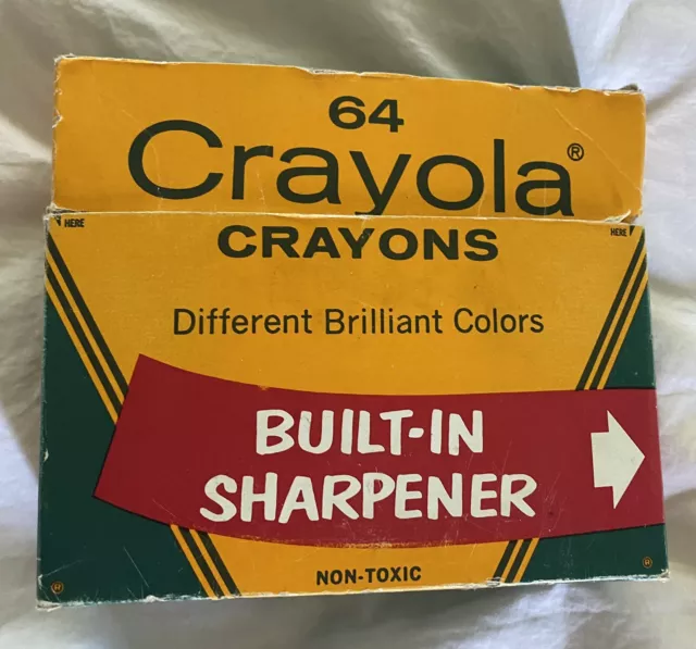 VTG 70’S CRAYOLA Crayons 64 Built In Sharpener USA Retired Colors w ...