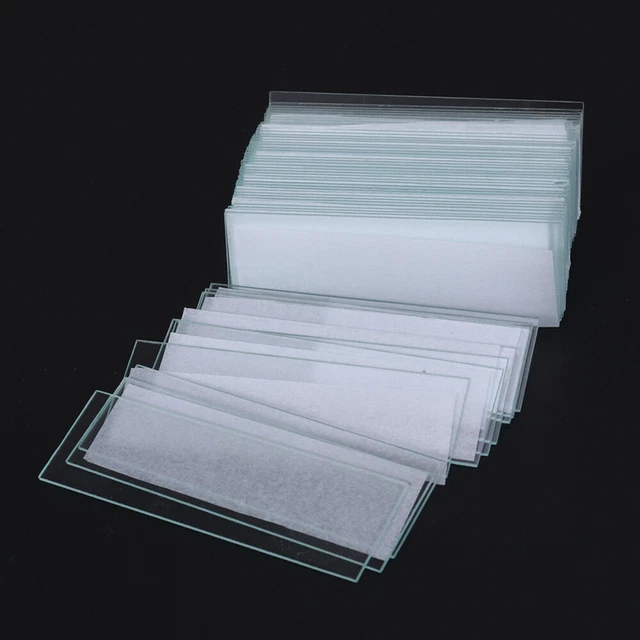Microscope Plastic Square 50 SLIDES MICROSCOPE Prepared Plastic Glass Experiment Grade Specimens ...