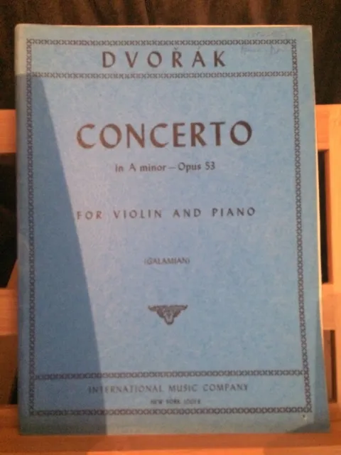 Dvorak Concerto pour violon opus 53 partition violon piano éditions IMC n°10018