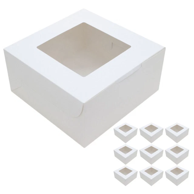 10 Pcs White Paper Window Cake Box Macaron Cases Single Cupcake Carrier
