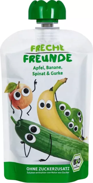 Freche Friends orgánico mantillo manzana plátano espinaca pepino 12x 100 g NUEVO MHD 3/24