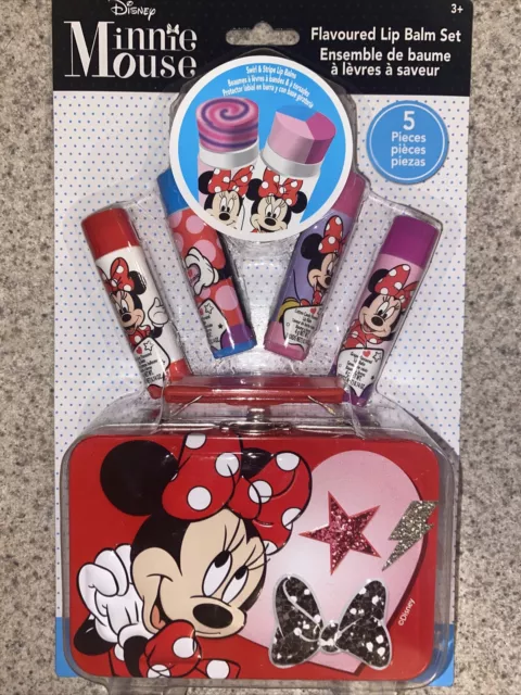 Disney Minnie Mouse 4 Flavored Lip Balm Set with Metal Carrying Case