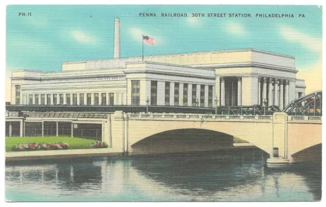 Penn Railroad 30th Street Station Philadelphia, PA 1940s by Colourpicture
