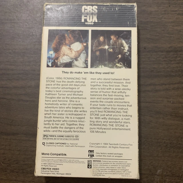 Romancing The Stone 1989 Vhs Tape Michael Douglas Kathleen Turner £ 