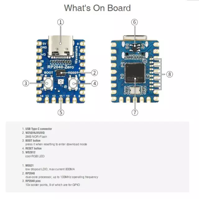 Für Raspberry Pi RP2040 Zero Mikrocontroller PICO Development Dual Board E2E6