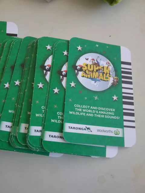 SUPER ANIMALS GREEN   WOOLWORTHS TARONGA ORDER BY NUMBER ( 9 cards   for $3.00)